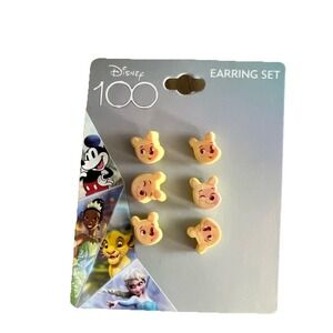 Disney 100‎ Winnie the Pooh Earring Set - 3 Different Faces Of Pooh - Yellow